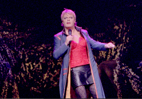 Eddie Izzard on stage for the sexy tour.